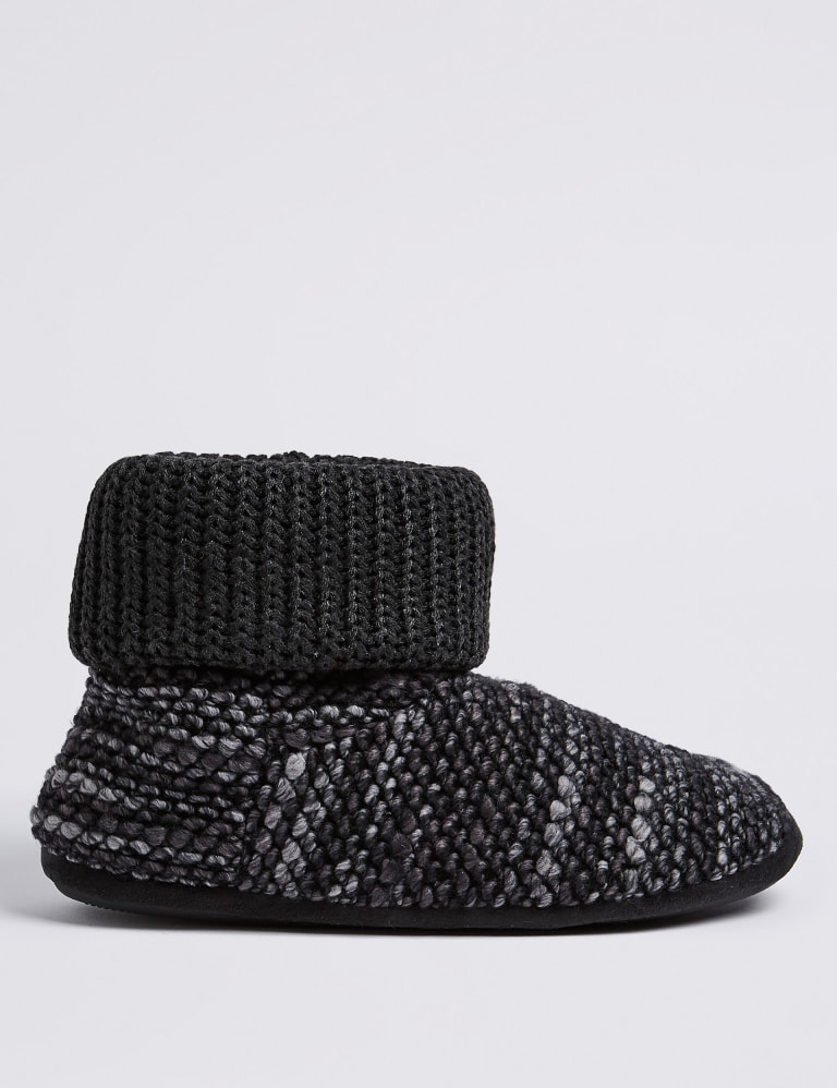Textured knitted Slipper Boots with Freshfeet M S Collection M S