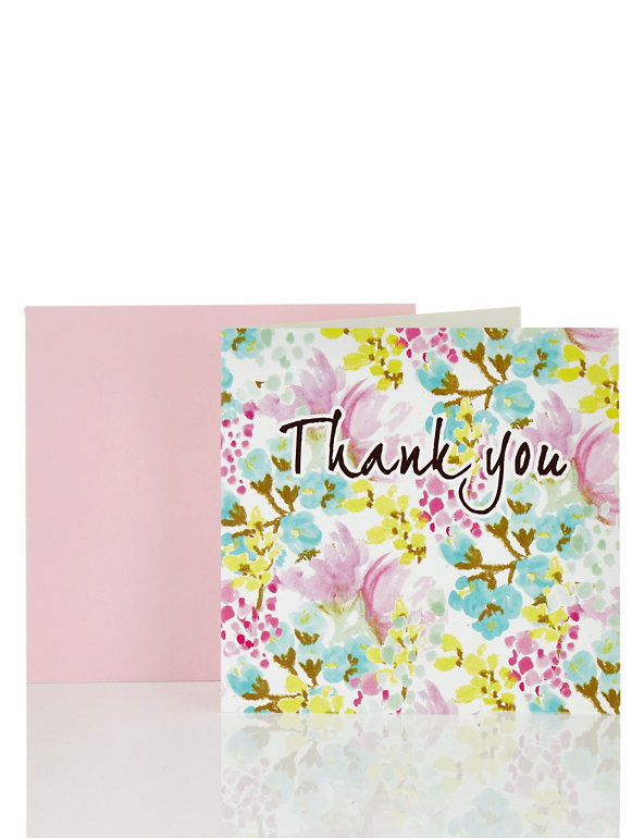 Thank You Floral Pattern Greetings Card Image 1 of 2