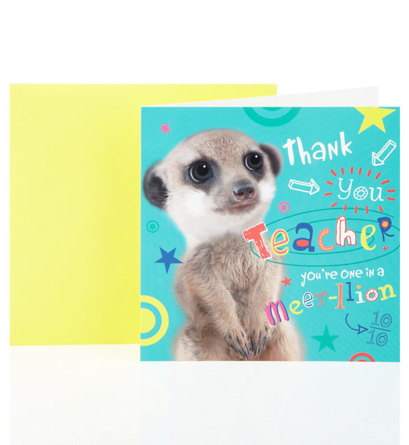 Thank You Teacher Meercat Greetings Card Image 1 of 2