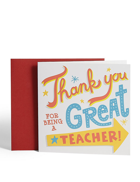 Thank You Teacher Typography Card Image 1 of 2