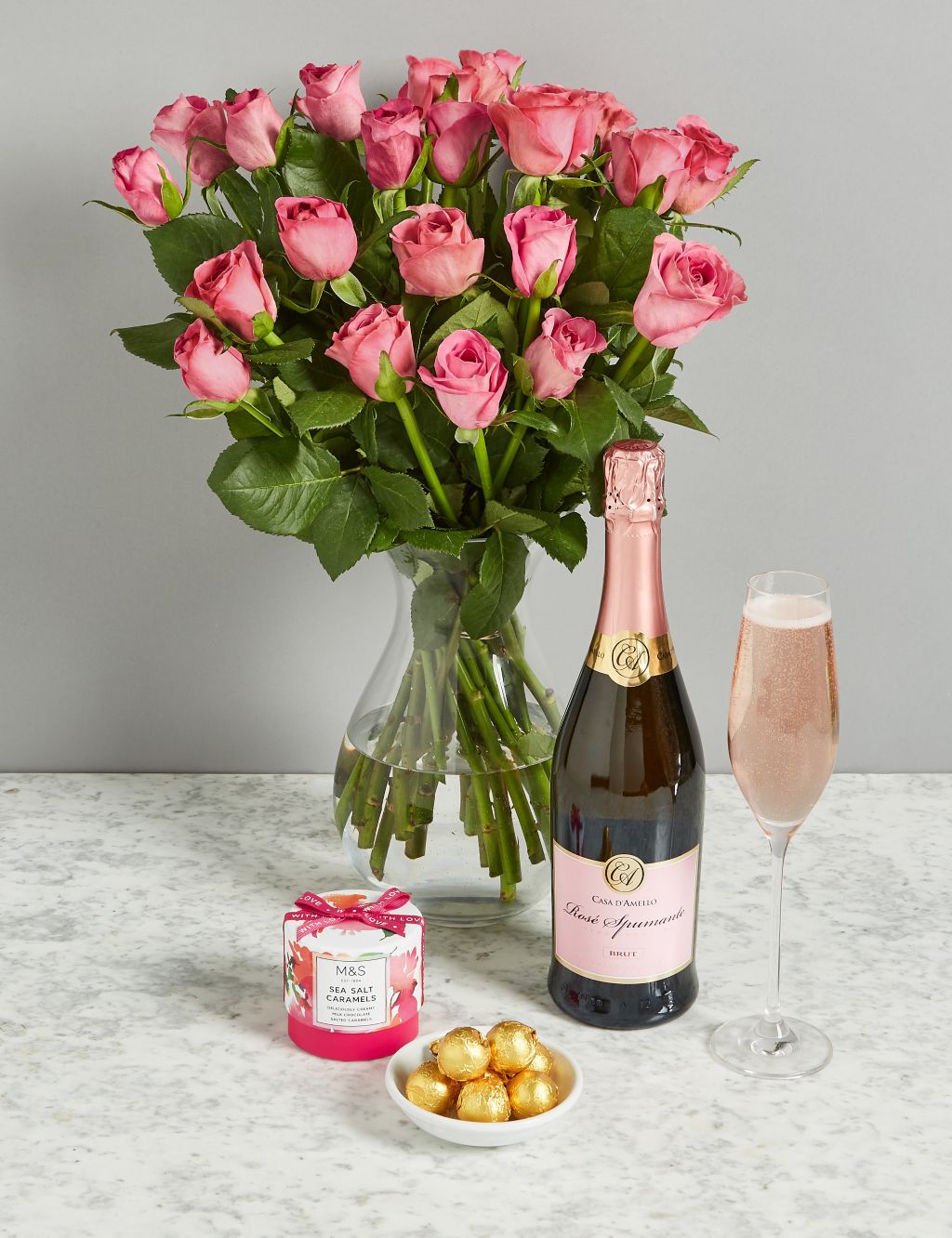 The Chelsea Celebration Gift with Pink Roses and Pink Sparkling Wine 3 of 4