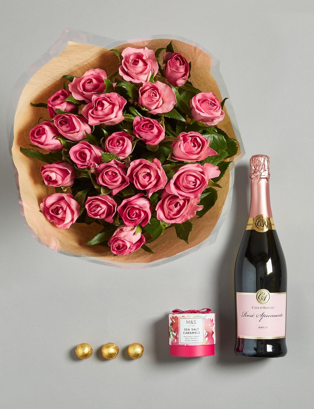 The Chelsea Celebration Gift with Pink Roses and Pink Sparkling Wine 1 of 4