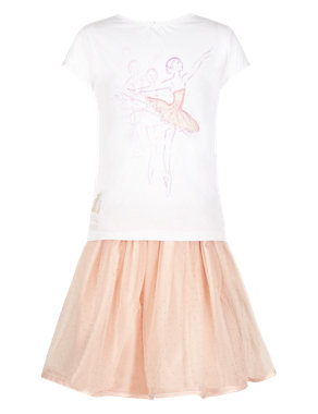 The Royal Ballet™ Pure Cotton Top & Skirt Outfit with StayNEW™ (1-7 Years) Image 2 of 4