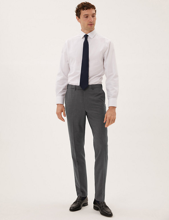 Men`s Ex-M&S Formal Suit Trousers W38"-L32" Charcoal Flat Front 