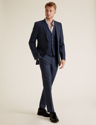 Mens skinny fit navy on sale suit