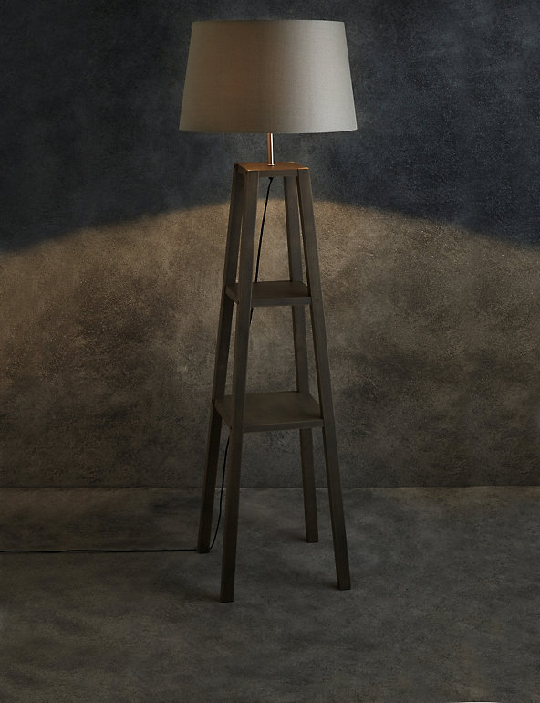 Theo Grey Wood Shelves Floor Lamp M S, Floor Lamp With Shelves Uk