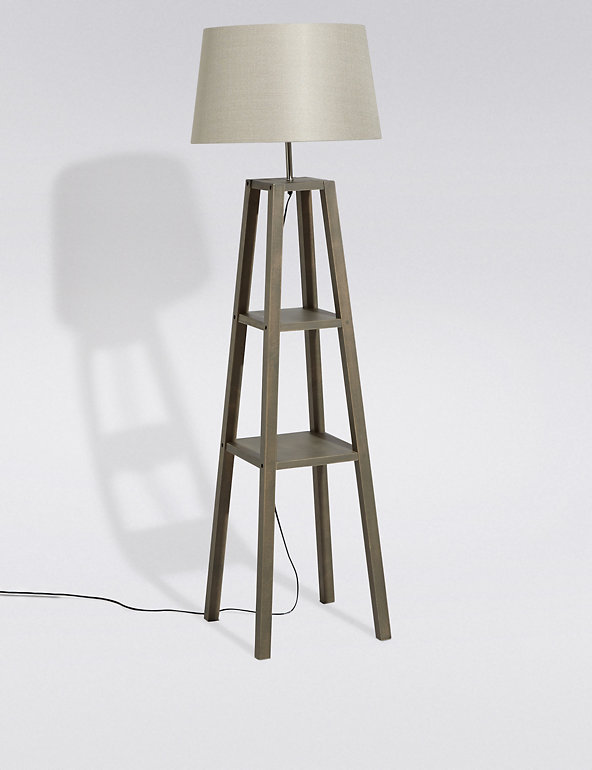 Theo Grey Wood Shelves Floor Lamp M S, Tripod Floor Lamp With Shelves