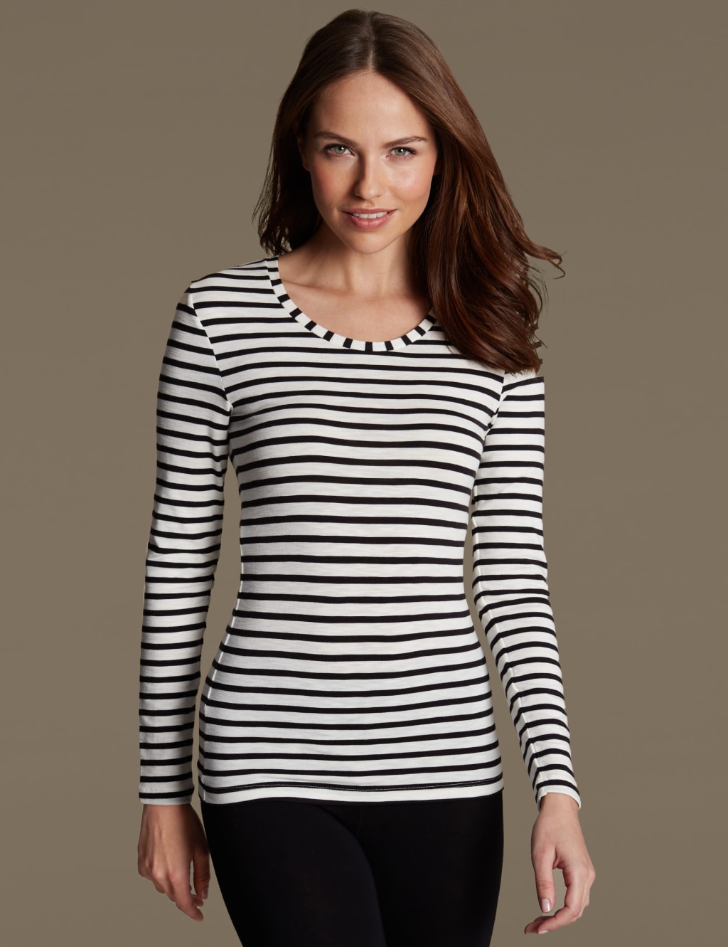 Thermal Long Sleeve Striped Top | Mu0026S Collection | Mu0026S