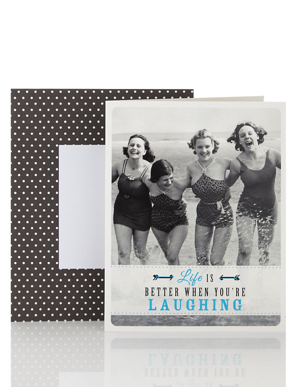Think Happy Laughing Ladies Blank Card Image 1 of 2