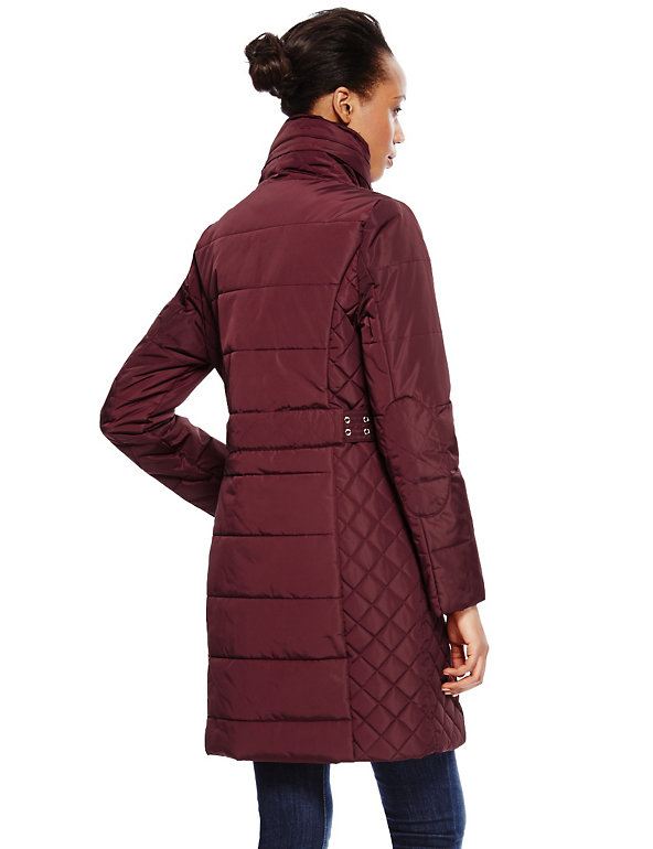 M&S PETITE Burgundy PADDED THINSULATE Coat with Stormwear 