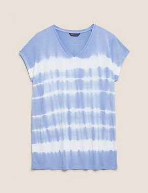 Tie-Dye V-Neck Relaxed Longline T-Shirt Image 2 of 4