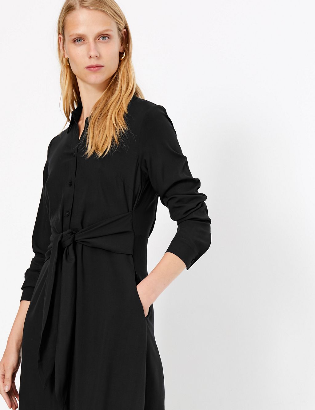 Tie Front Midi Shirt Dress | M&S Collection | M&S