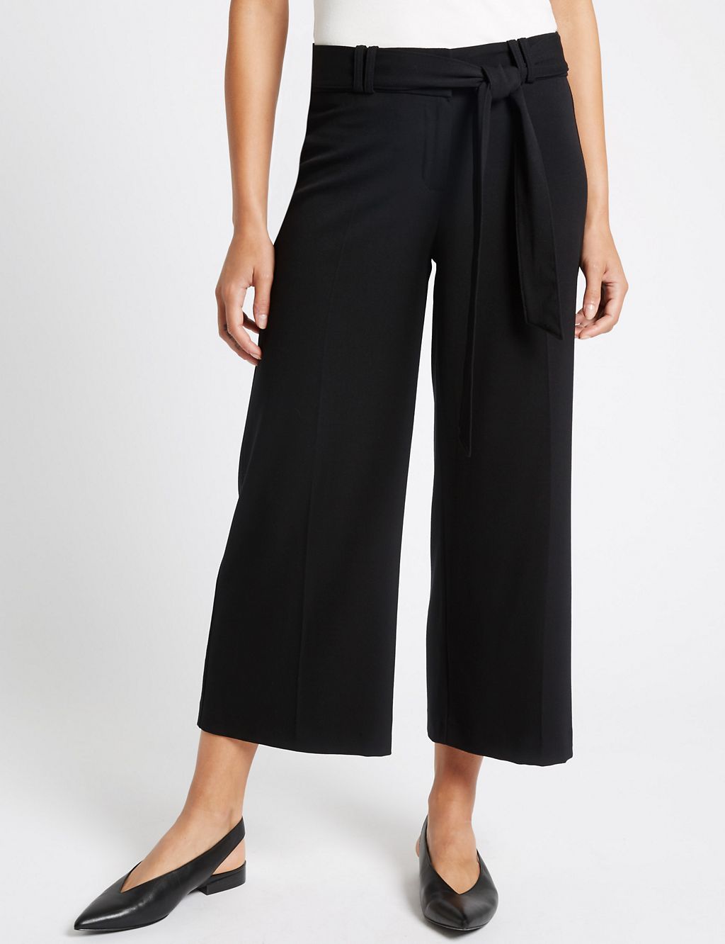 Tie Front Wide Leg Cropped Trousers 2 of 6