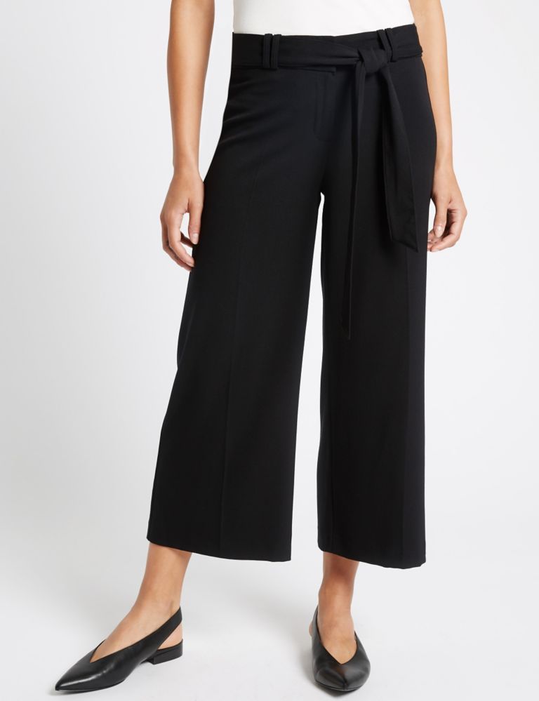 Tie Front Wide Leg Cropped Trousers 3 of 6