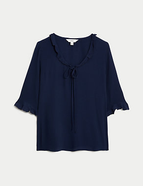 Tie Neck Frill Detail Blouse Image 2 of 5