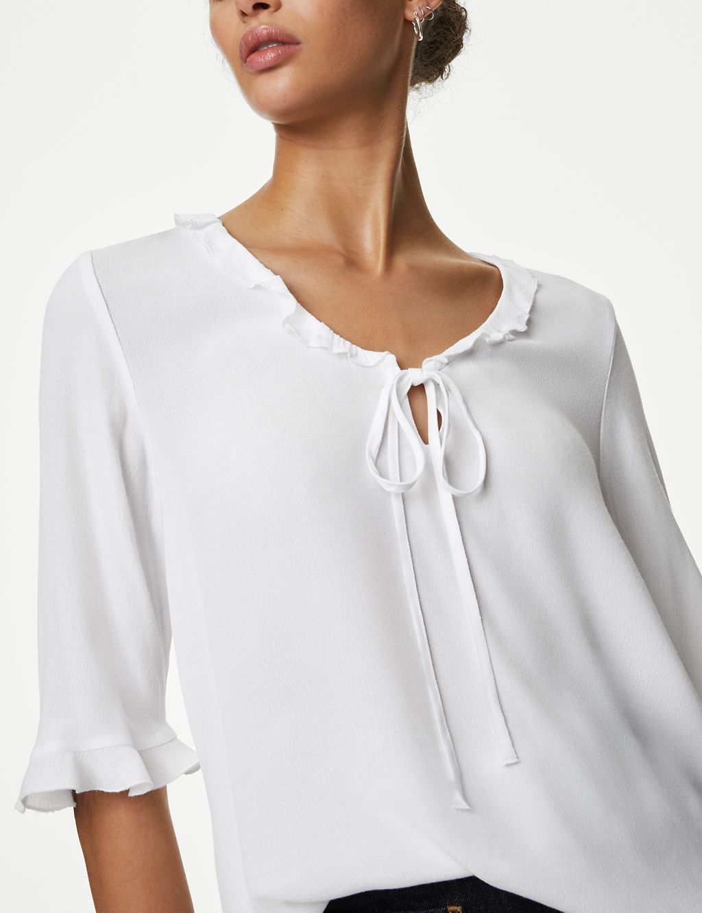 Tie Neck Frill Detail Blouse 2 of 5