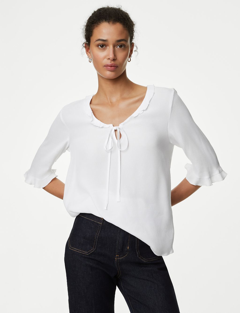 Tie Neck Frill Detail Blouse 4 of 5