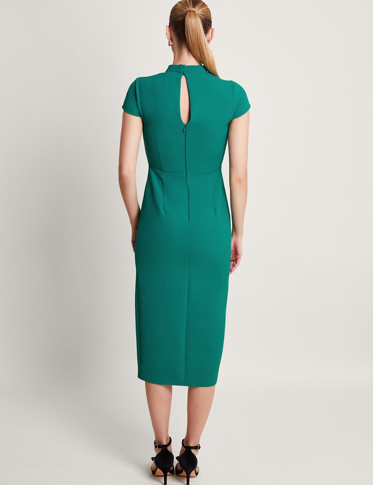 Tie Neck Midi Shift Dress