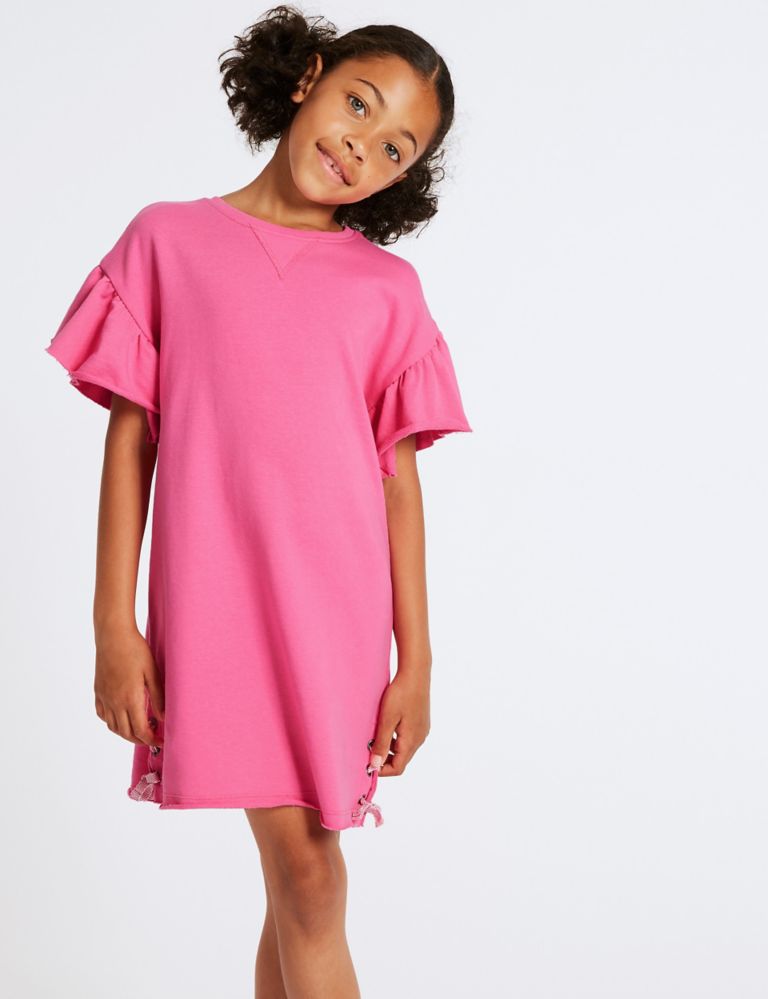 Tie Side Pure Cotton Dress (3-16 Years) 1 of 4