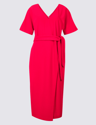 Kimono sleeve tie cheap waist wrap dress