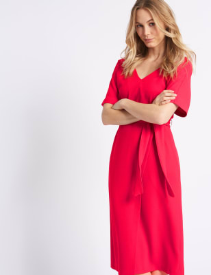 Kimono sleeve tie outlet waist wrap dress