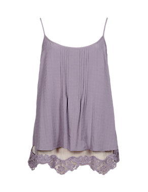 Tiered Floral Lace Trim Camisole Top Image 2 of 4