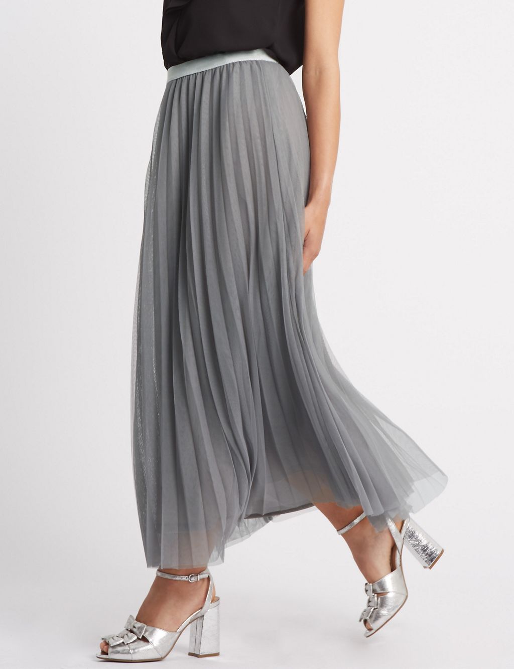 Tiered Mesh A-Line Maxi Skirt 2 of 5
