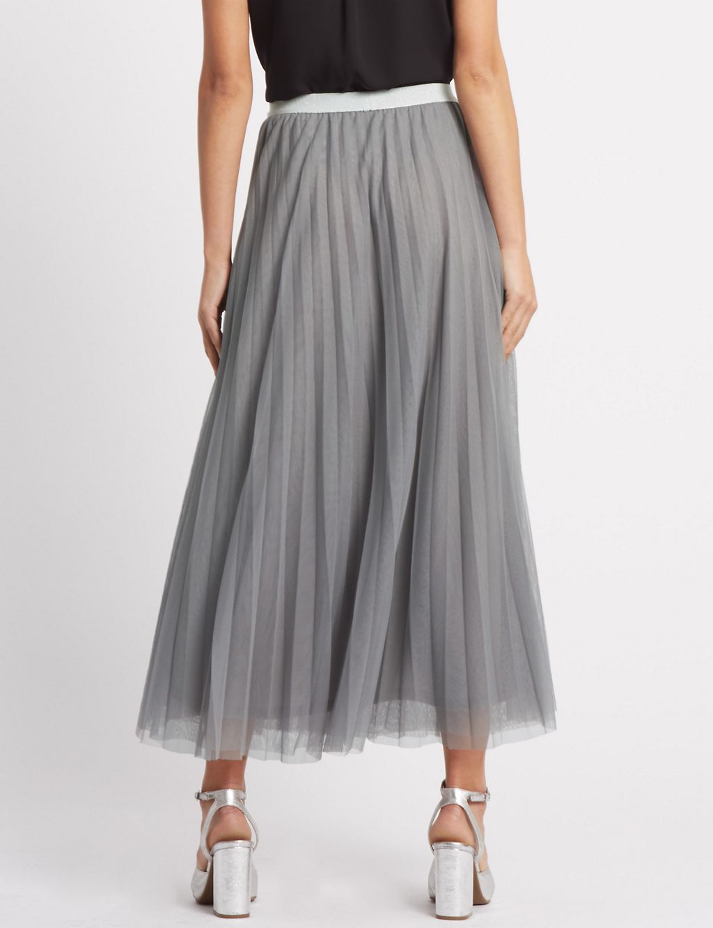 Tiered Mesh A-Line Maxi Skirt 4 of 5