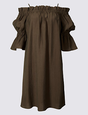 Tiered Sleeve Bardot Shift Dress Image 2 of 5