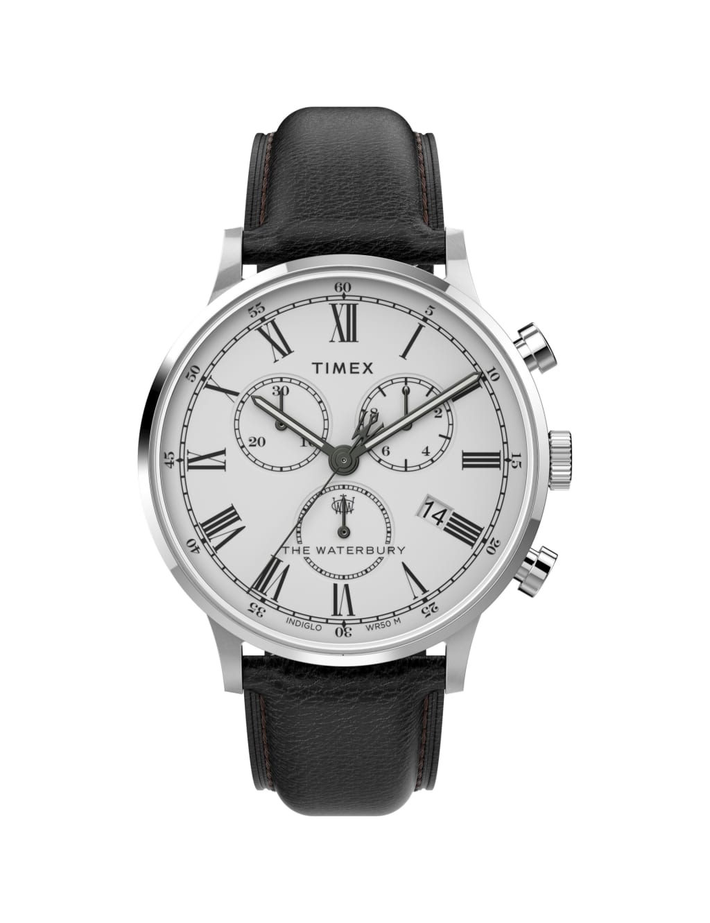 Timex Waterbury Classic Black Leather Chronograph Watch Timex M S