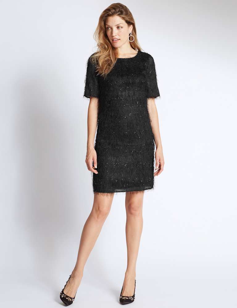 Tinsel Half Sleeve Shift Dress Per Una M&S