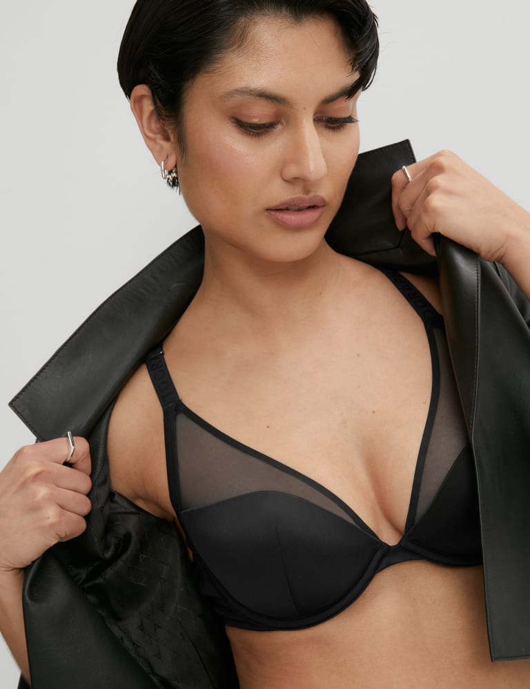 M&S AUTOGRAPH CHILLI EMBROIDERED PADDED UNDERWIRED BALCONY BRA