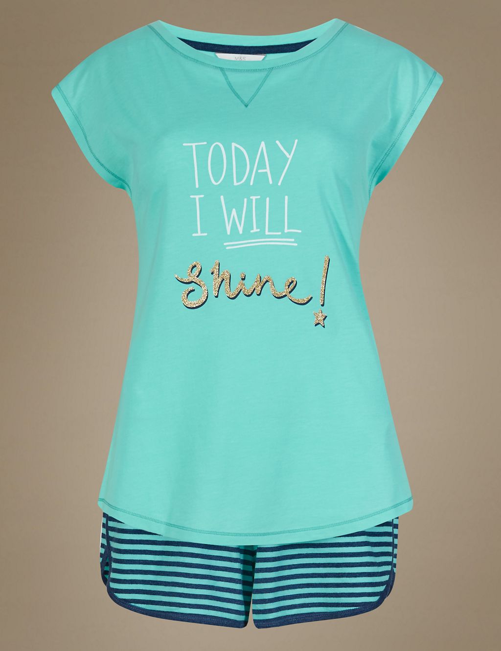 Today I Will Shine Slogan Top & Short Pyjamas 1 of 4