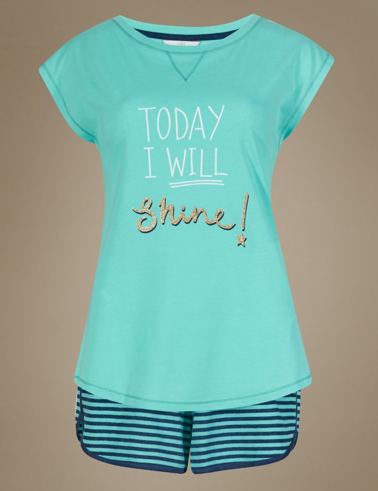 Today I Will Shine Slogan Top & Short Pyjamas 2 of 4