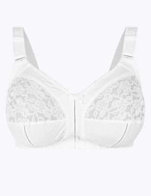EX M&S Lace Trim Padded Full Cup T-Shirt Bra AA-E IN WHITE AND ALMOND (M4)