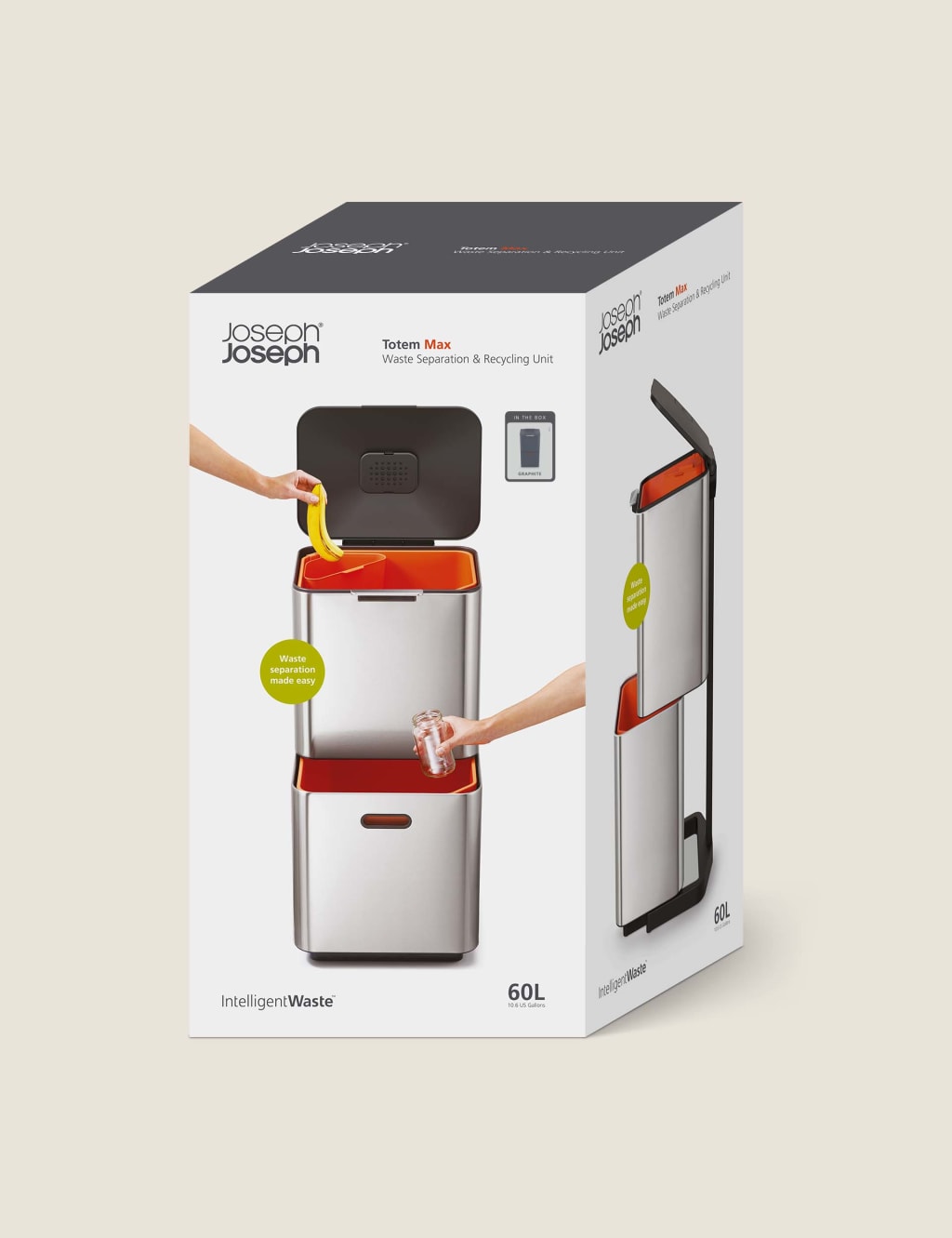Totem Max 60 Litre Waste & Recycling Bin Joseph Joseph M&S