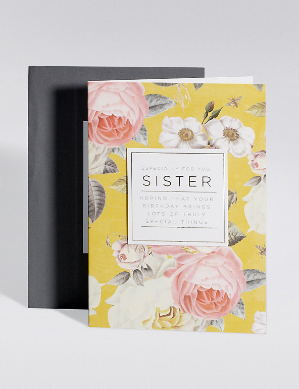 Traditional Floral Sister Birthday Card Image 1 of 2