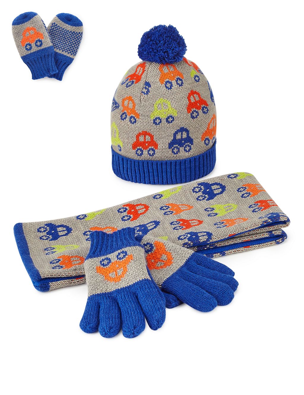 Transport Print Hat, Scarf & Gloves Set 1 of 1