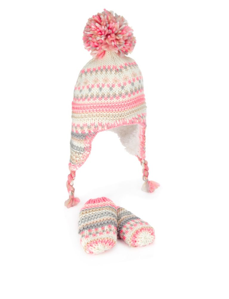 Trapper Hat and Mitten Set (Younger Girls) 1 of 1