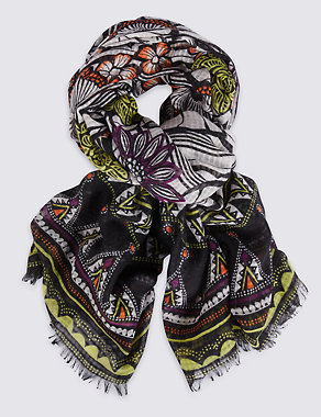 Tribal Floral Print Scarf Image 2 of 3