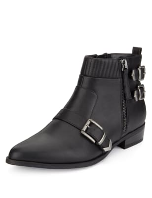 Triple buckle ankle store boots