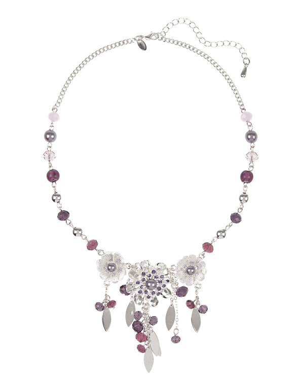 Triple Floral Pearl Effect Necklace Image 1 of 1