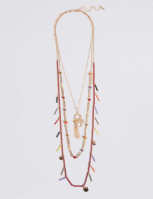 Triple Row Cluster & Charmy Rope Necklace Image 1 of 2