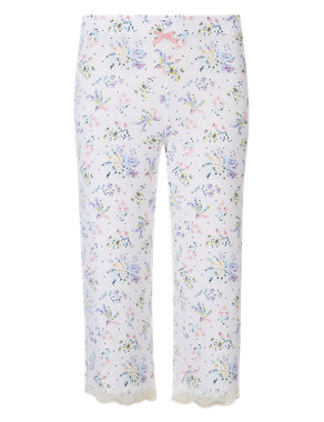 Tropical Floral Cropped Pyjama Bottoms Image 2 of 4