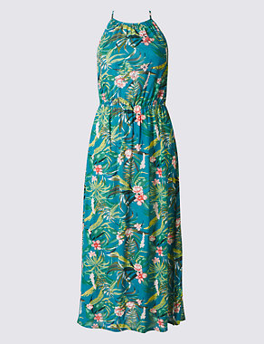 Tropical Print High Neck Maxi Dress Image 2 of 3