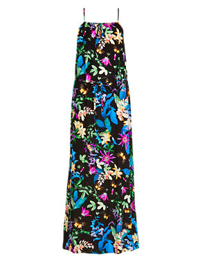 Tropical Print Maxi Dress with Tie Waist Image 2 of 5