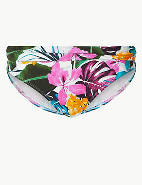 Tropical Print Roll Top Bikini Bottoms Image 2 of 4