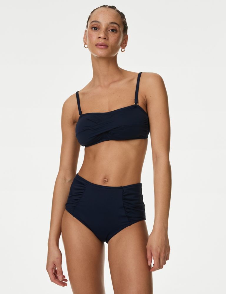 M&S Womens Tummy Control Multiway Bandeau Swimsuit - 14 - Navy
