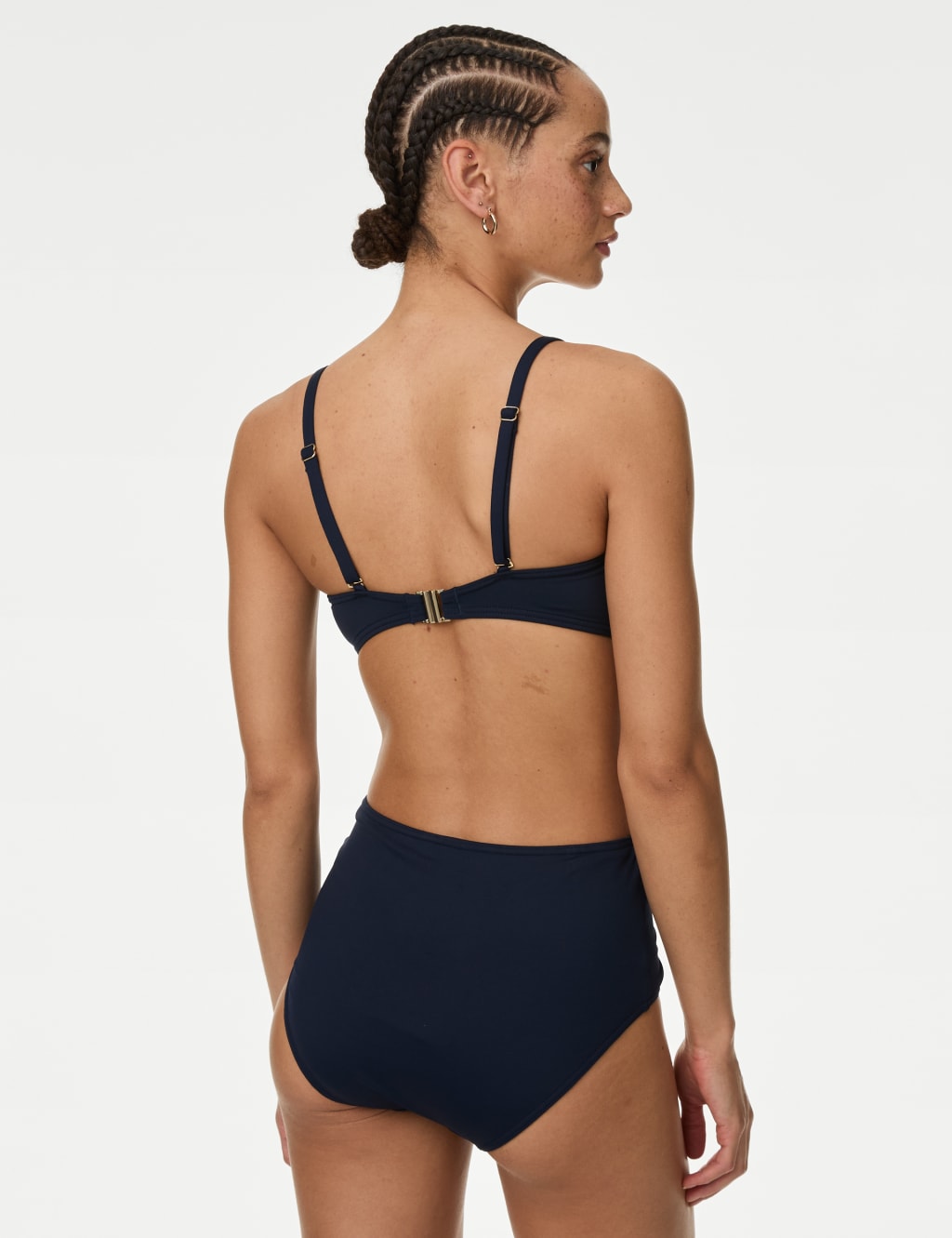 Dark blue high waisted bikini bottoms shop