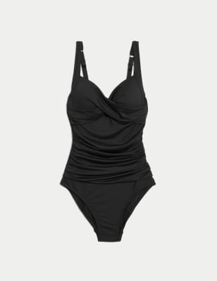 Padded Ruched Halterneck Plunge Swimsuit, M&S Collection